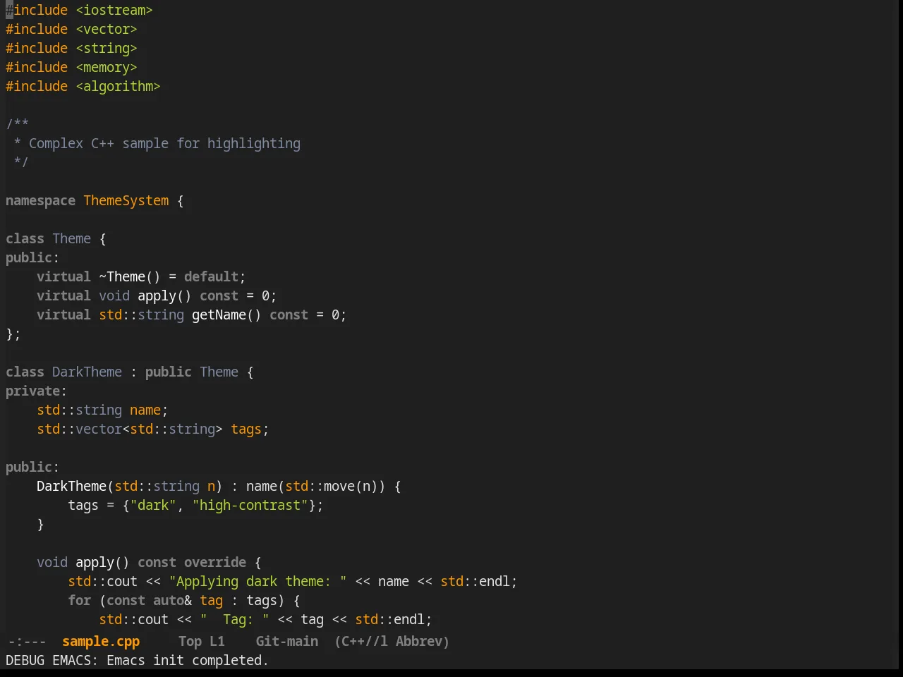 Mustang Theme in c++-mode
