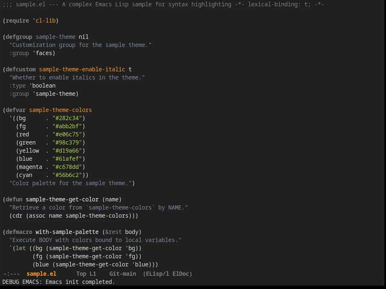 Mustang Theme in emacs-lisp-mode