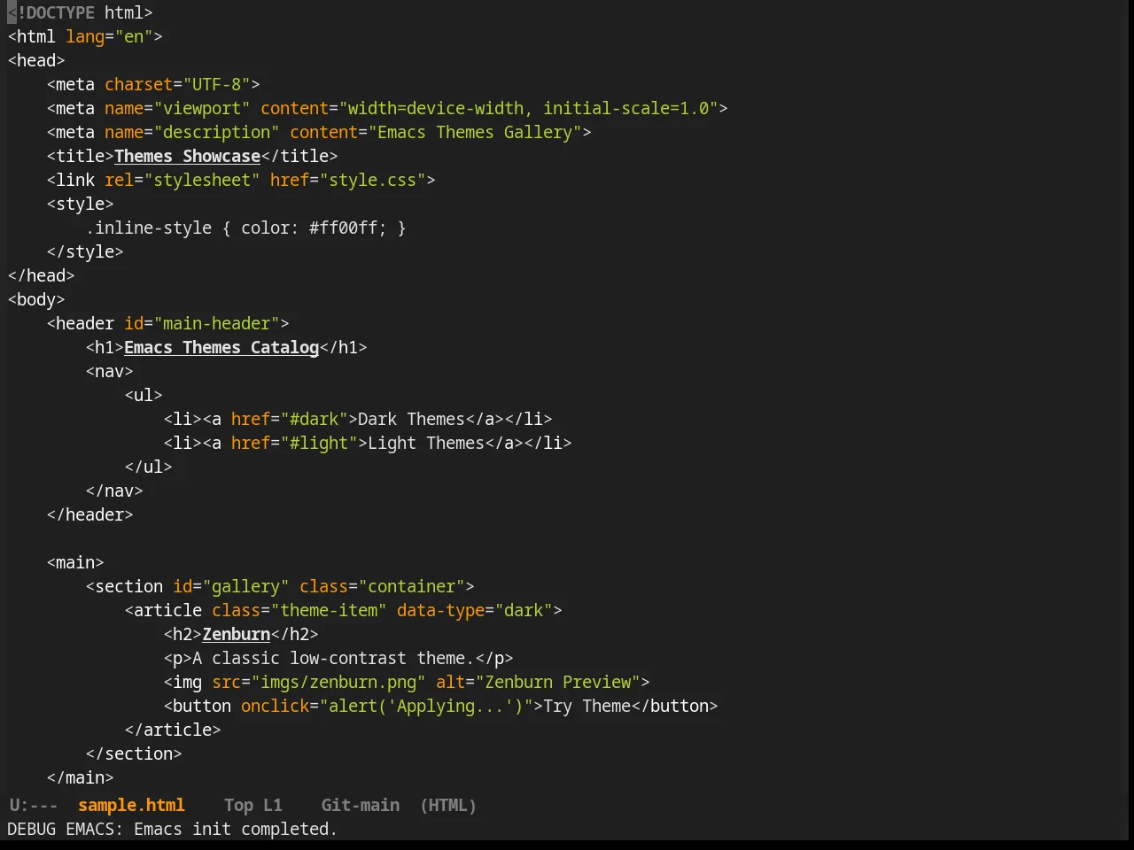 Mustang Theme in html-mode