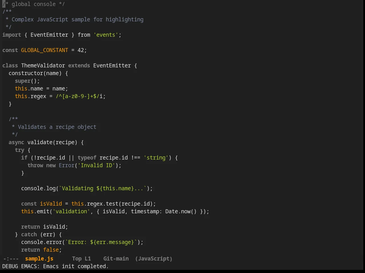 Mustang Theme in javascript-mode