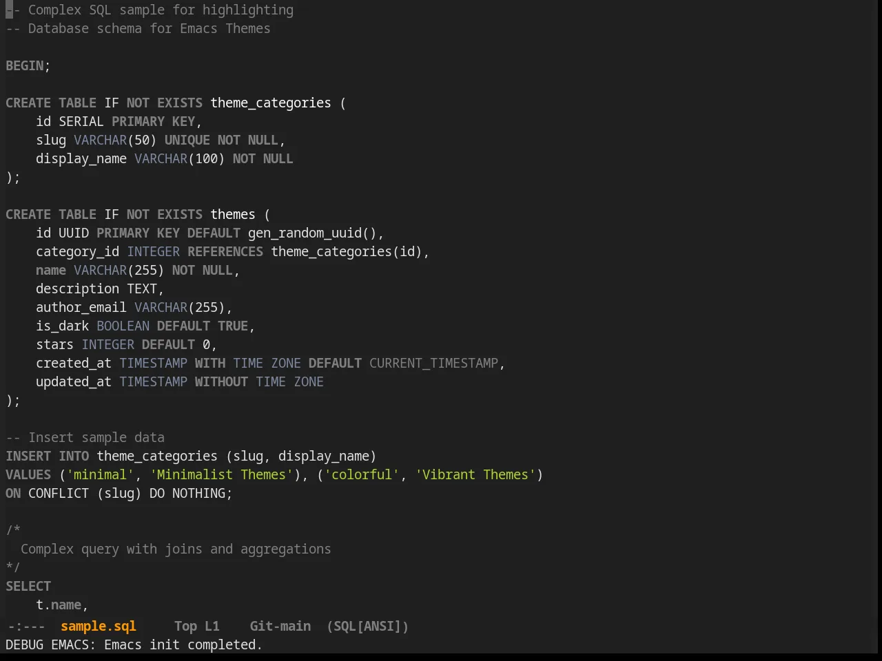 Mustang Theme in sql-mode