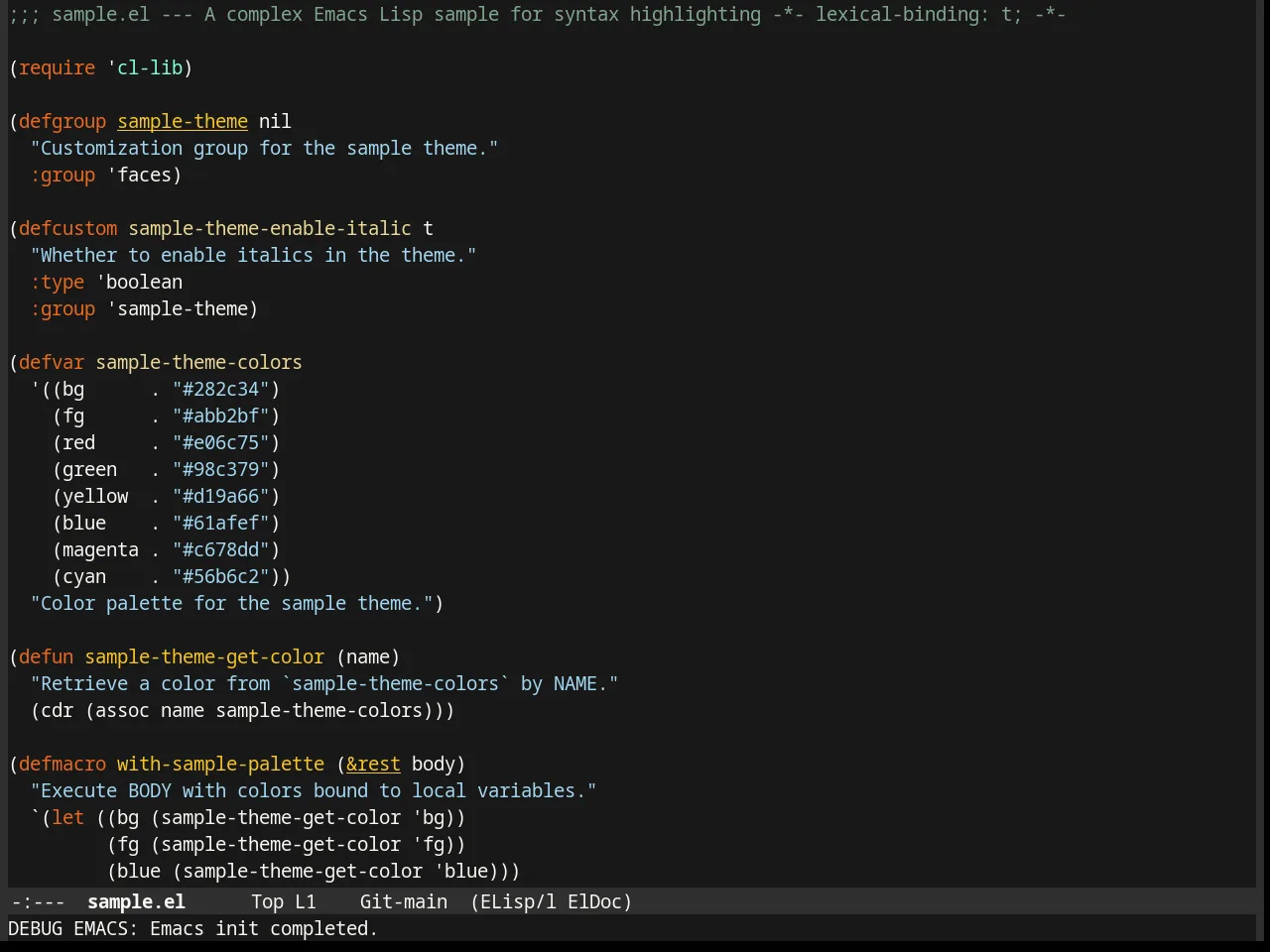 Mustard Theme in emacs-lisp-mode