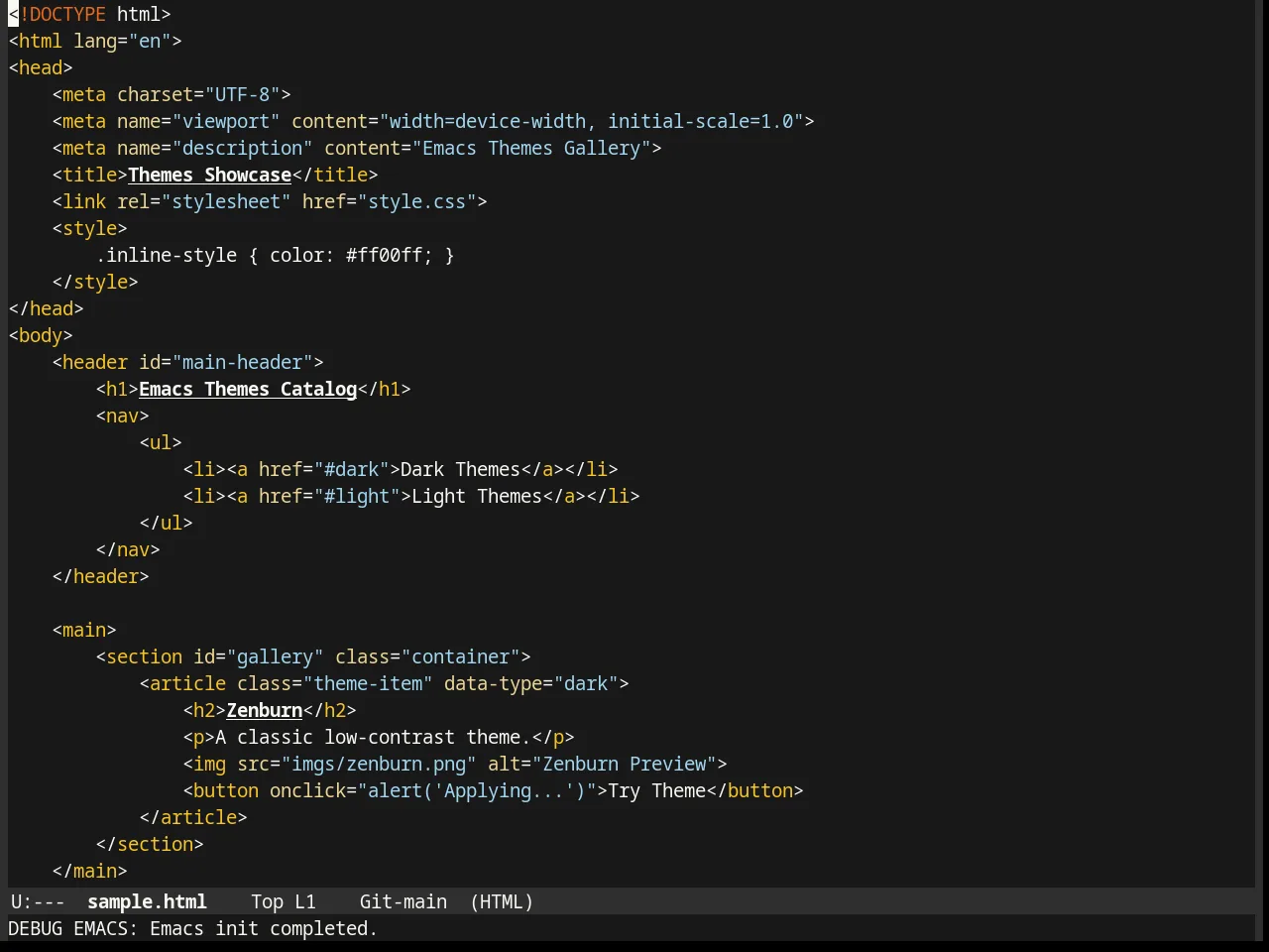 Mustard Theme in html-mode