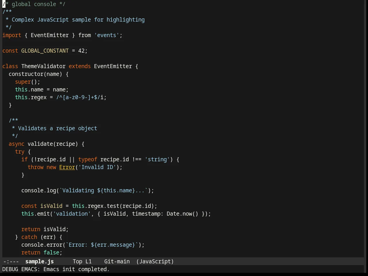 Mustard Theme in javascript-mode