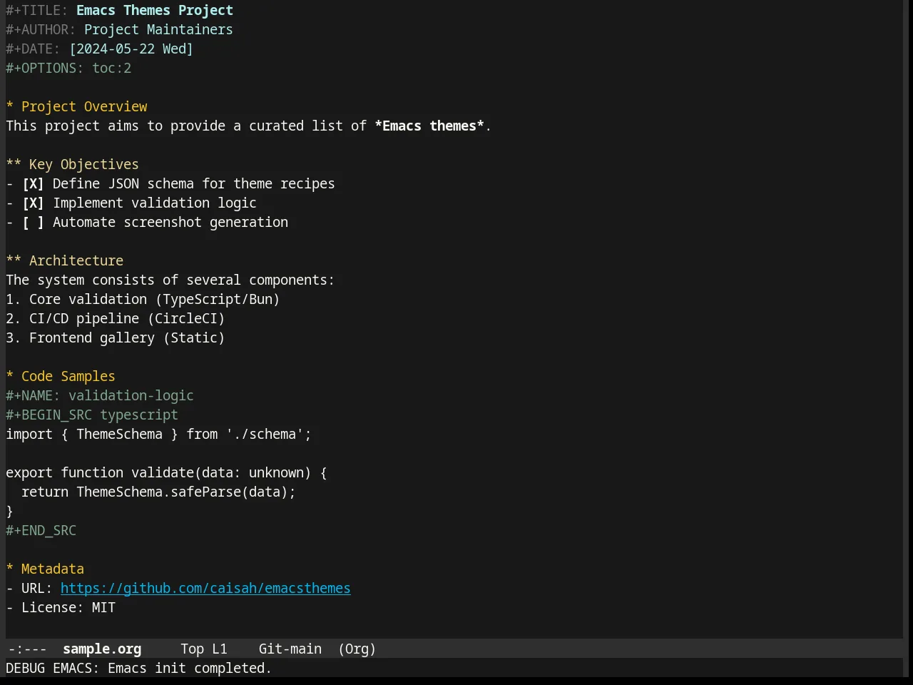 Mustard Theme in org-mode