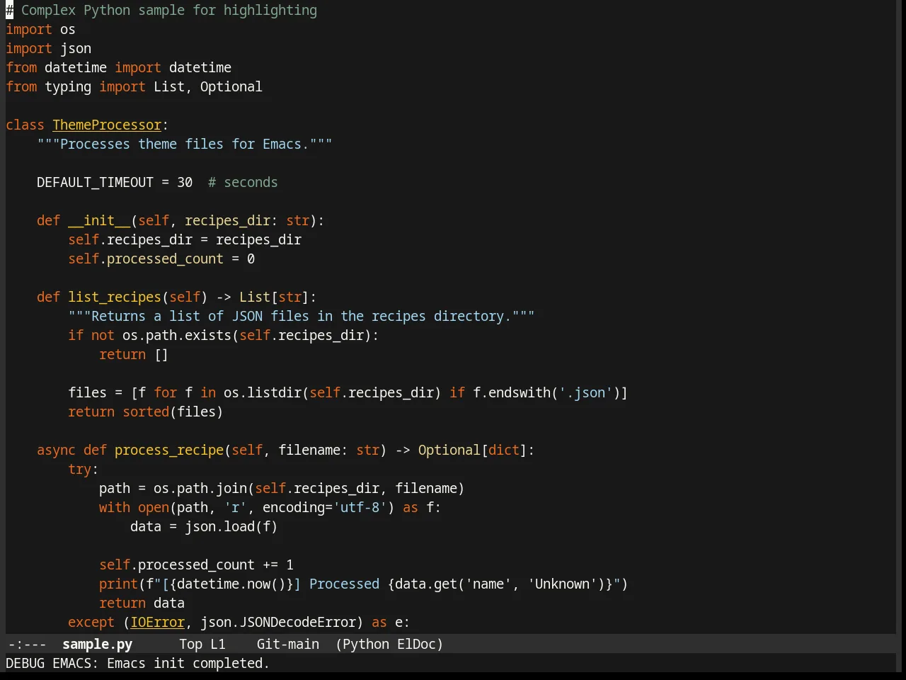 Mustard Theme in python-mode