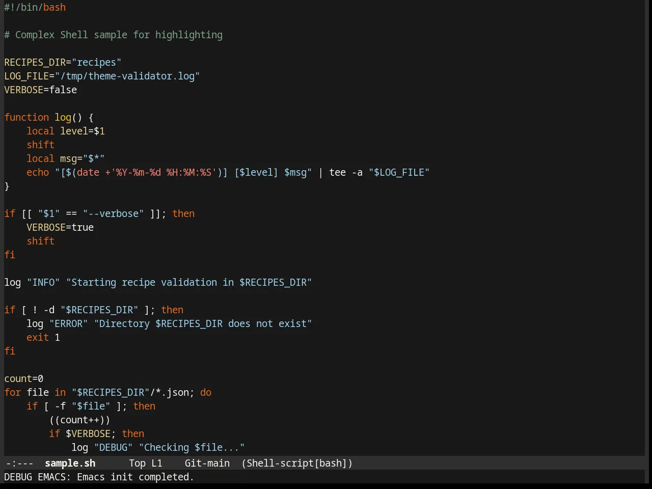 Mustard Theme in sh-mode