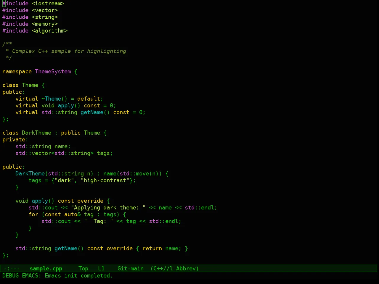 Naga Theme in c++-mode