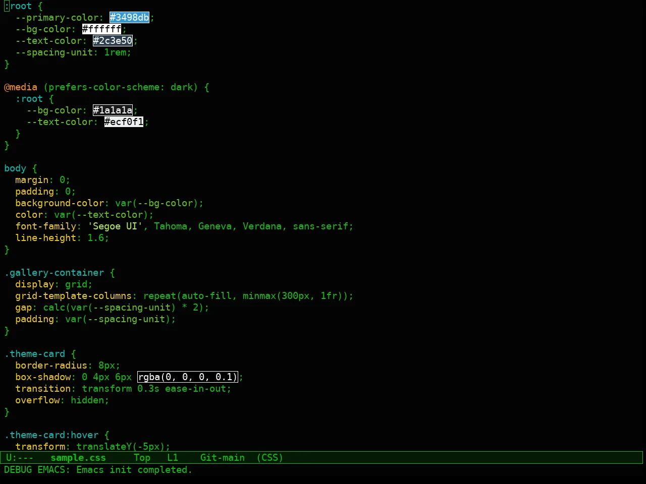 Naga Theme in css-mode