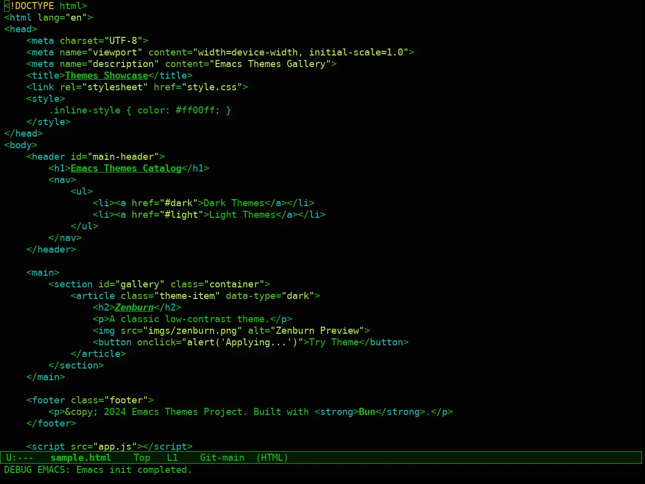 Naga Theme in html-mode