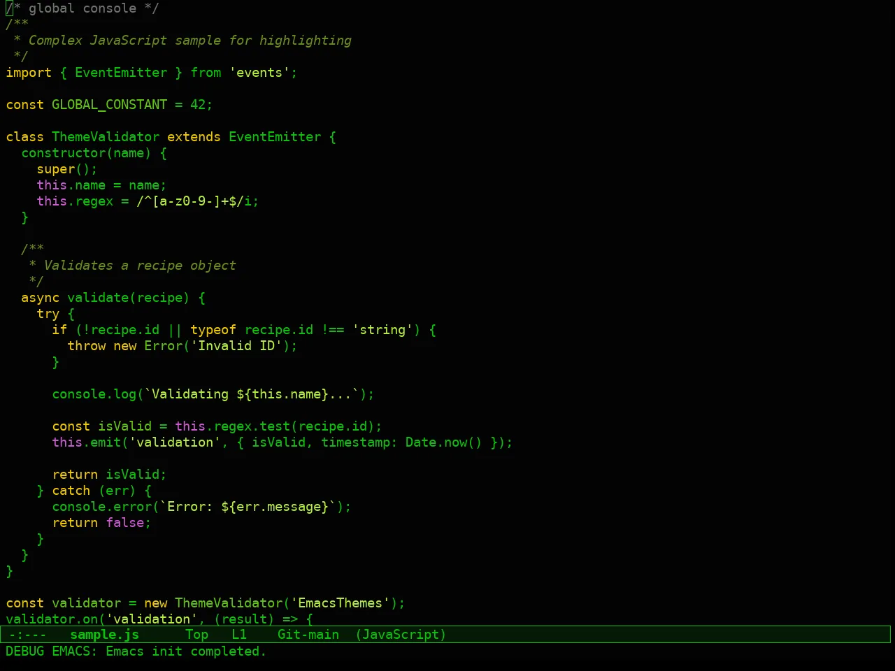 Naga Theme in javascript-mode