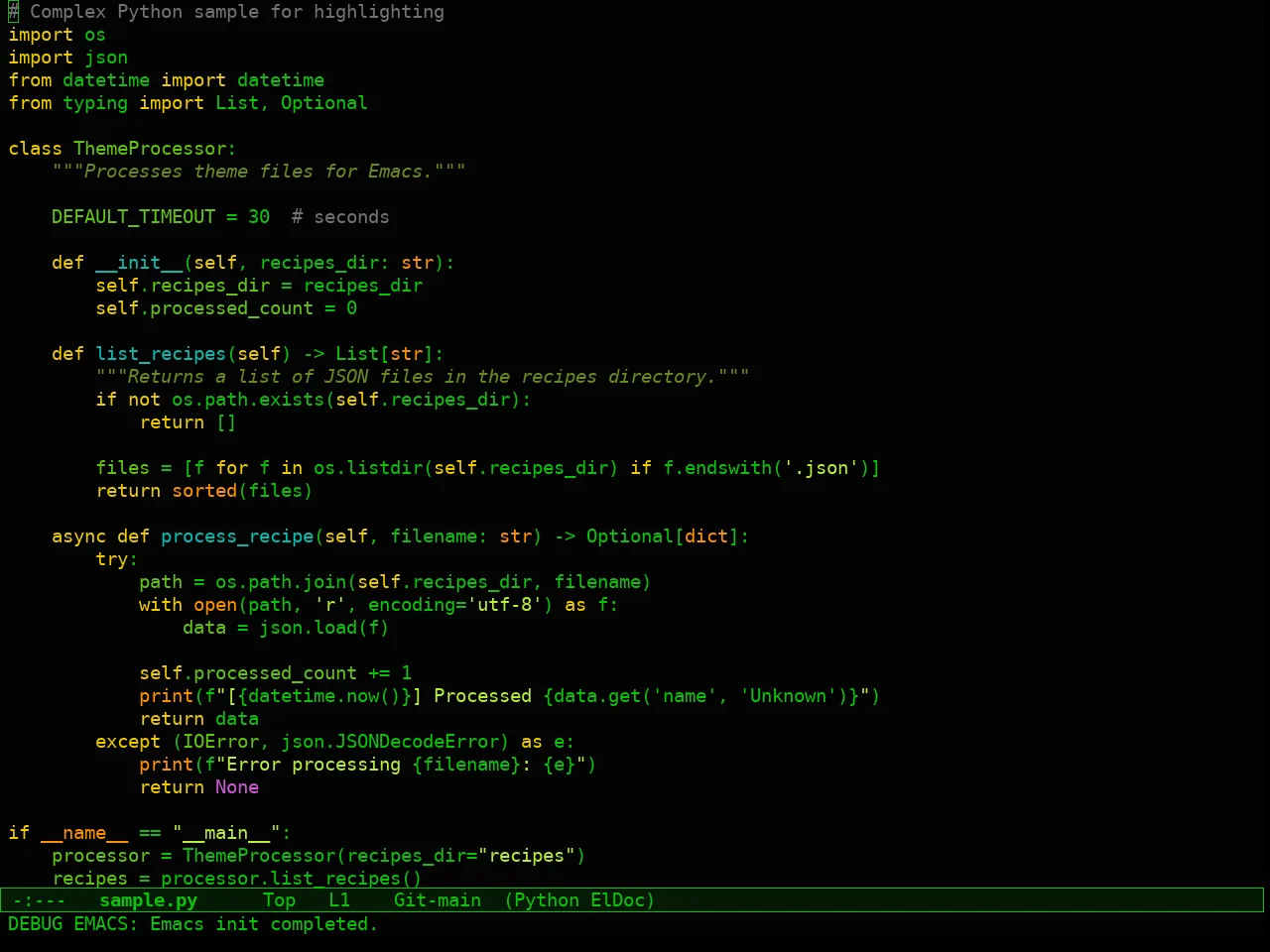 Naga Theme in python-mode