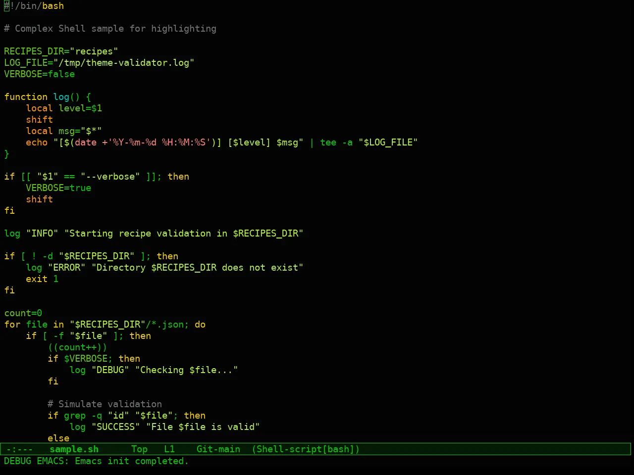 Naga Theme in sh-mode