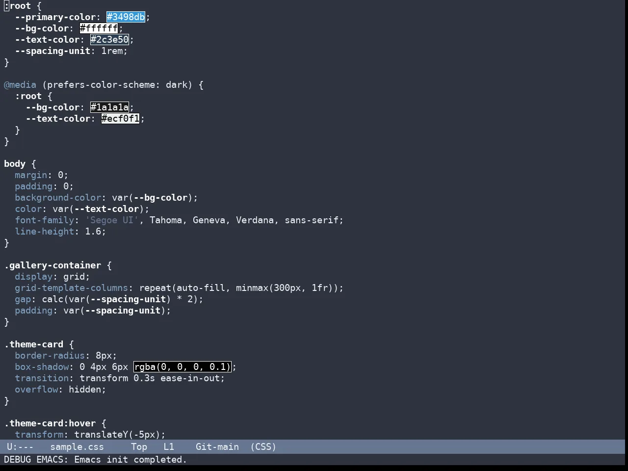 Nano Dark Theme in css-mode