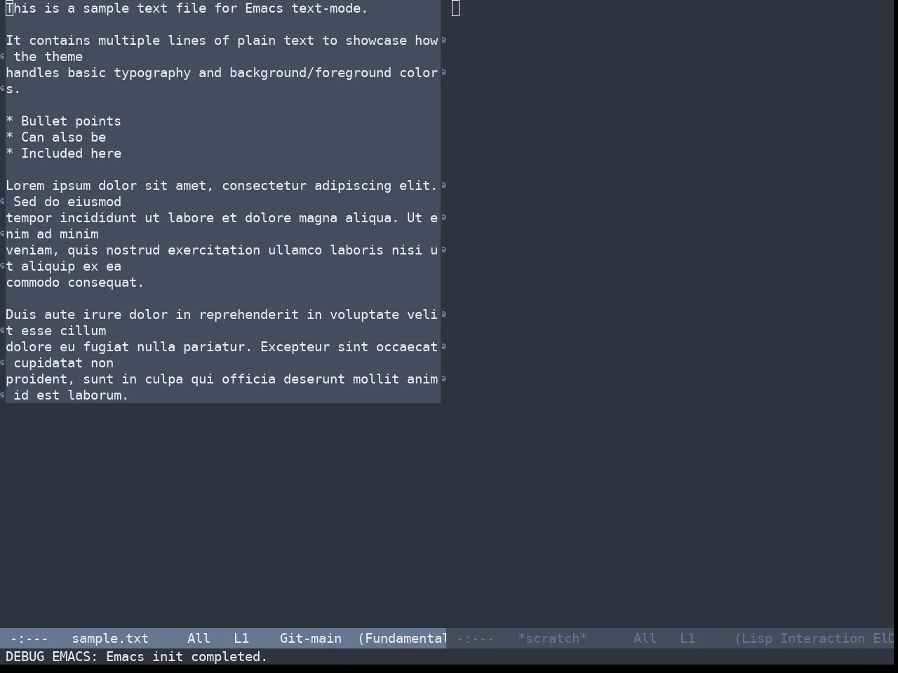 Nano Dark Theme in fundamental-mode