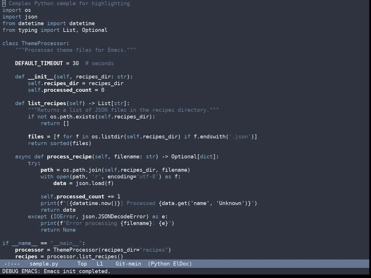 Nano Dark Theme in python-mode