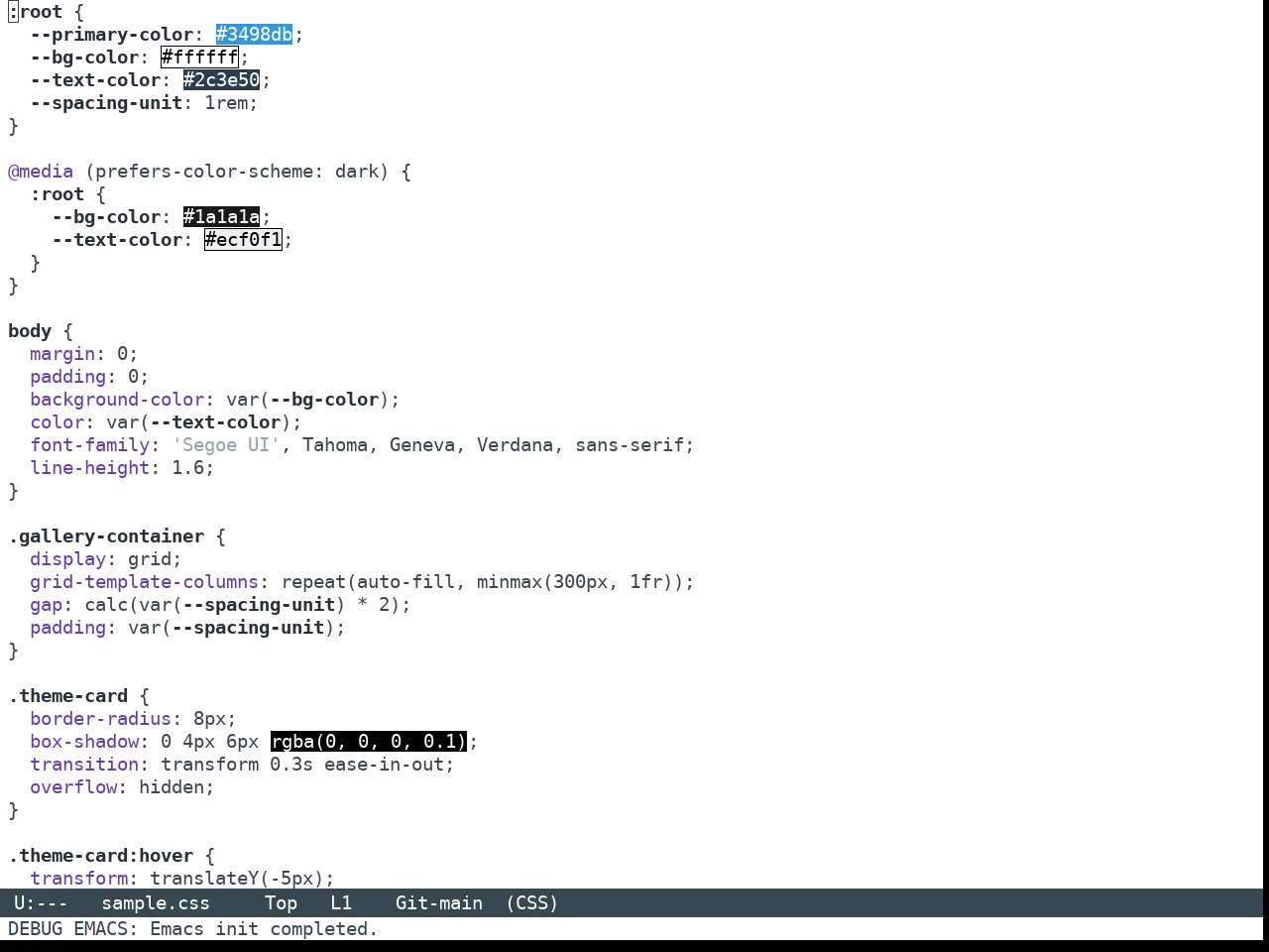 Nano Light Theme in css-mode