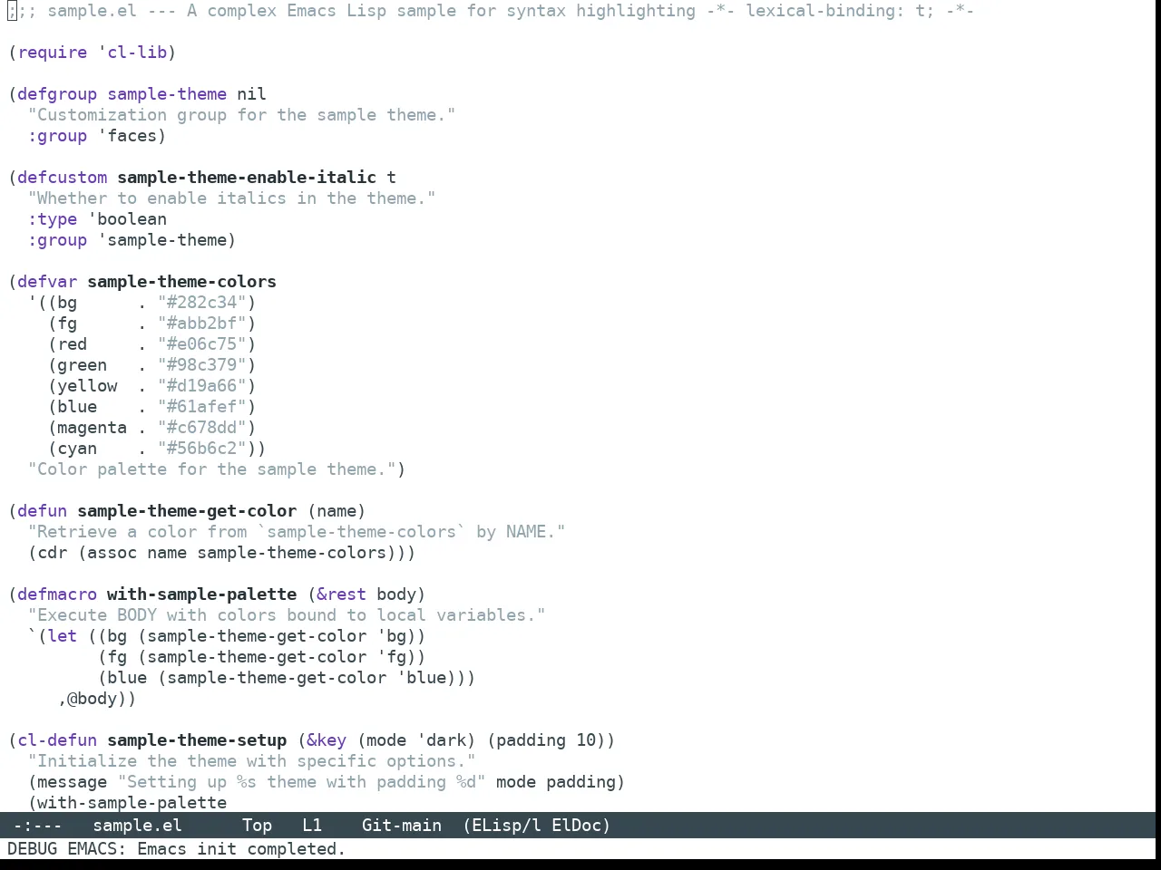 Nano Light Theme in emacs-lisp-mode