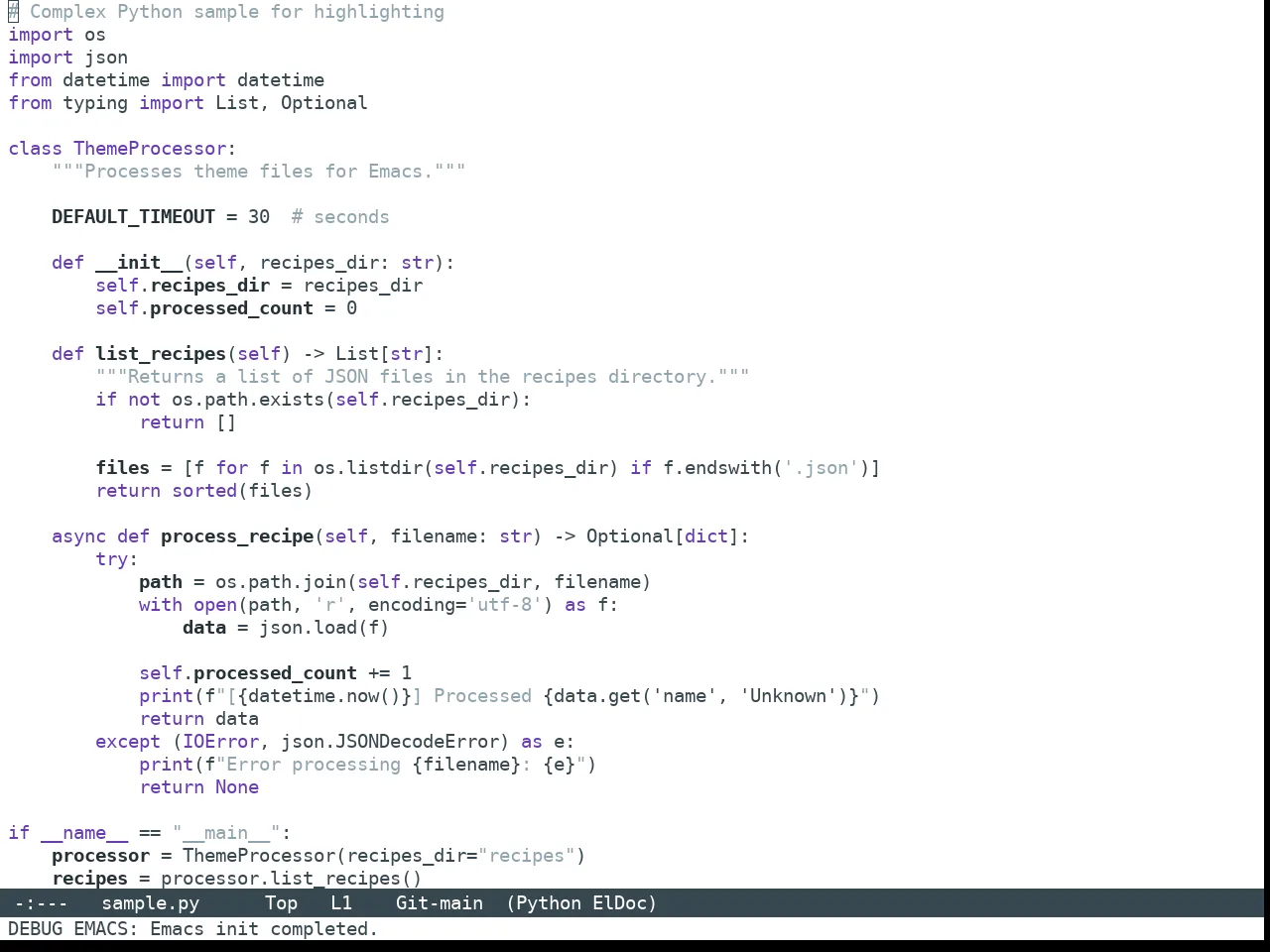 Nano Light Theme in python-mode