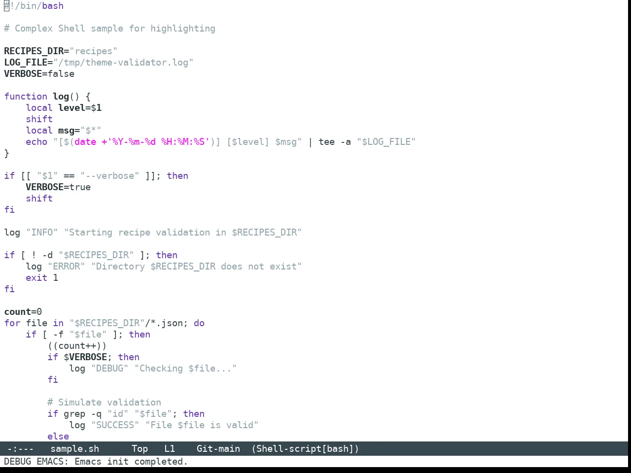 Nano Light Theme in sh-mode