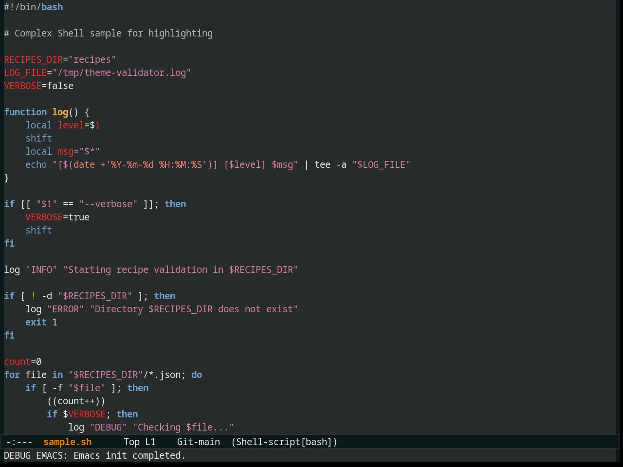 Naquadah Theme in sh-mode