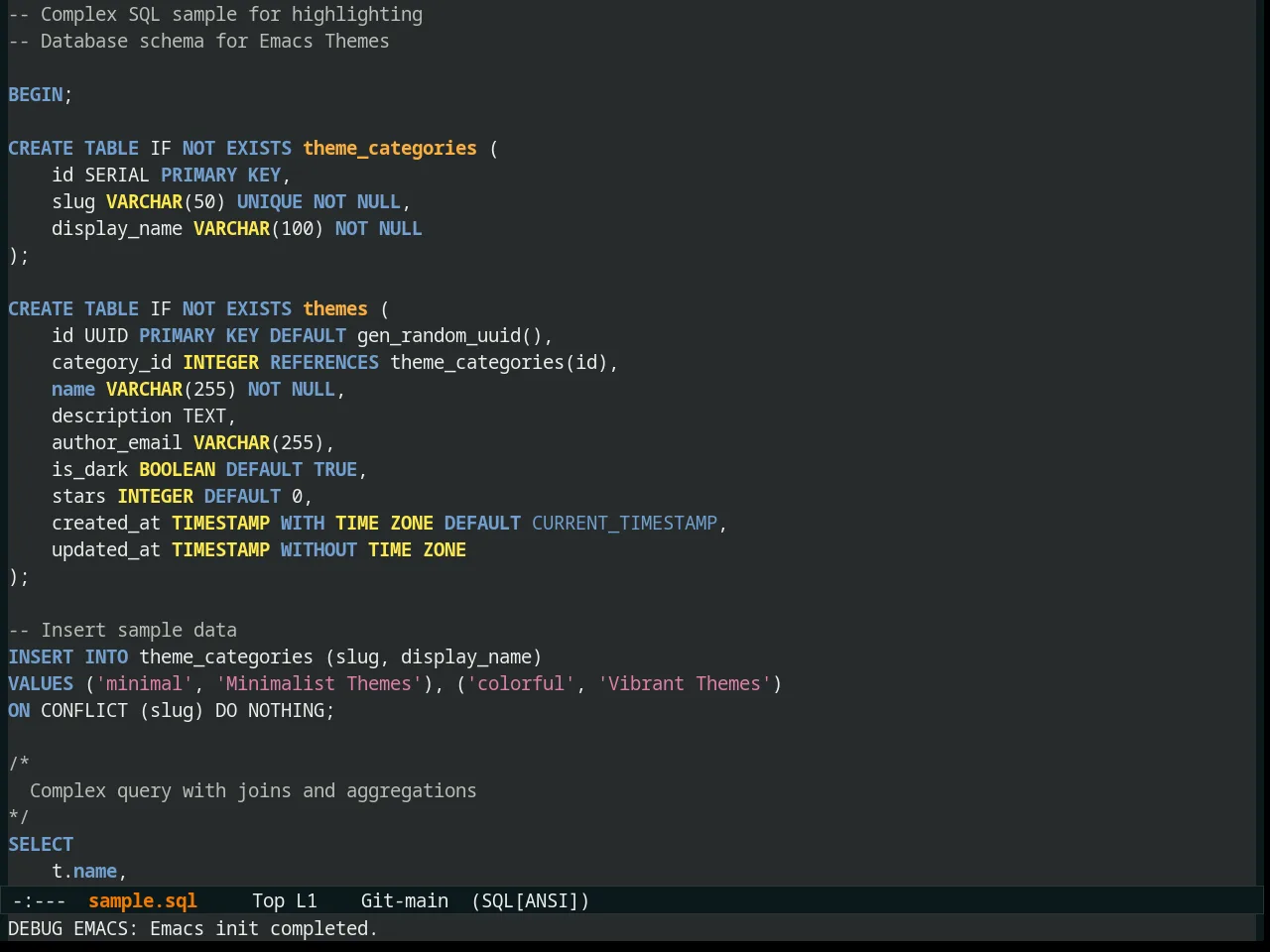 Naquadah Theme in sql-mode