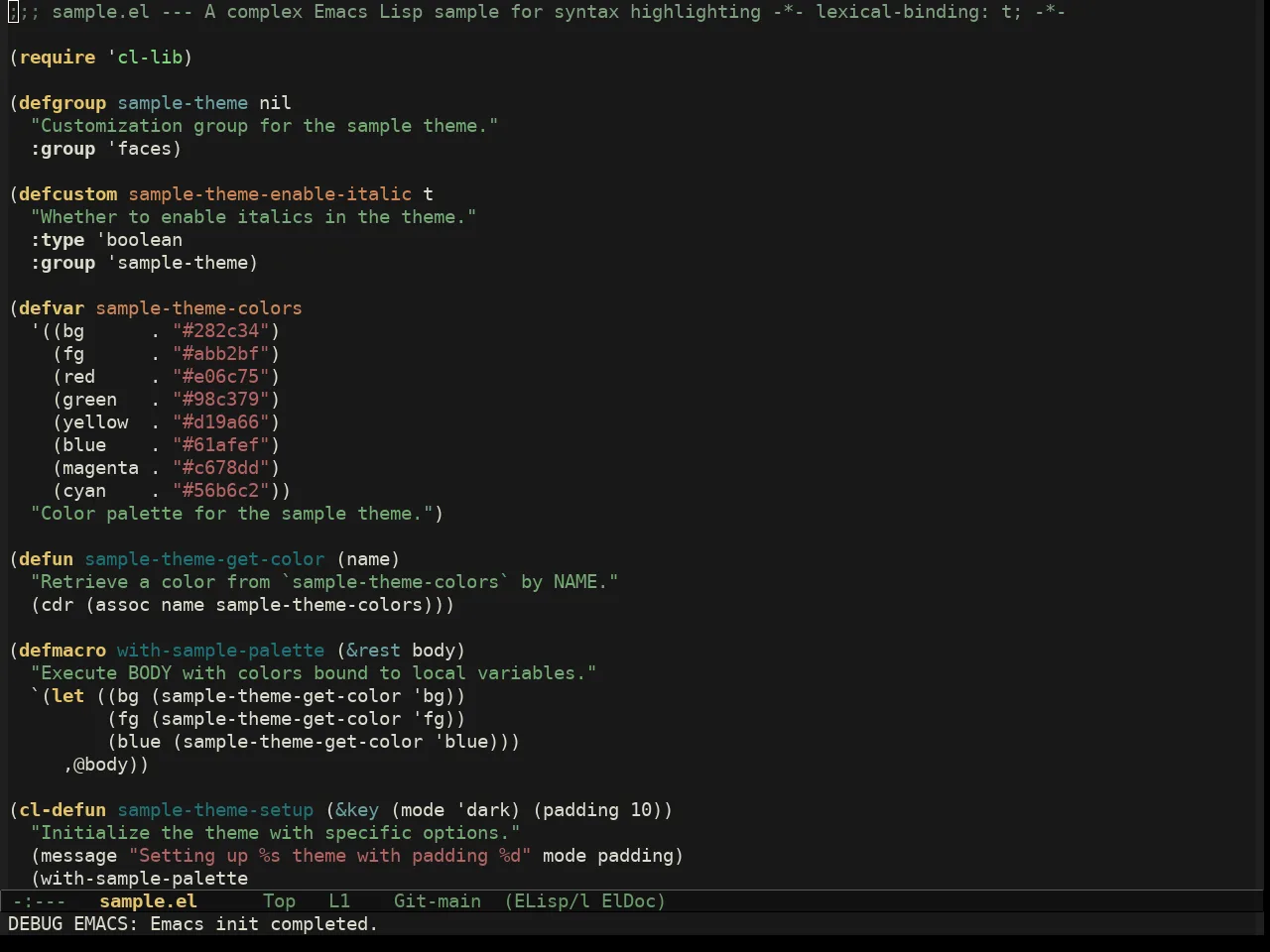 Nezburn Theme in emacs-lisp-mode