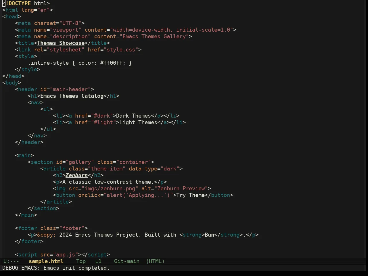 Nezburn Theme in html-mode