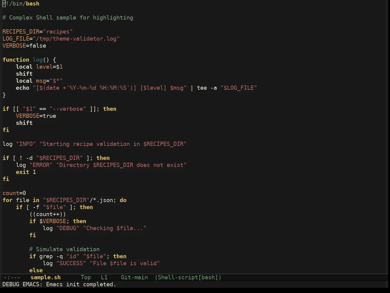 Nezburn Theme in sh-mode
