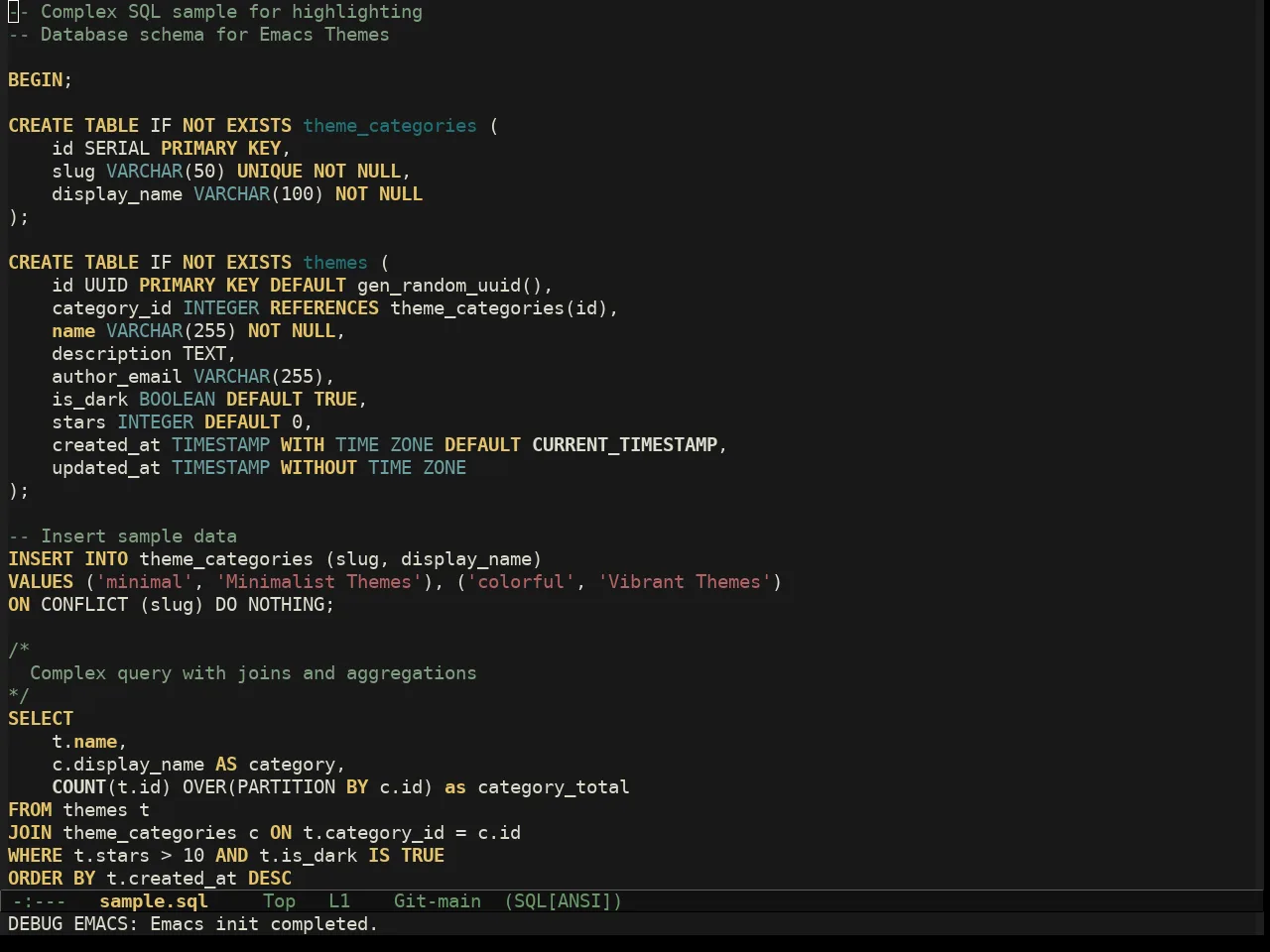 Nezburn Theme in sql-mode