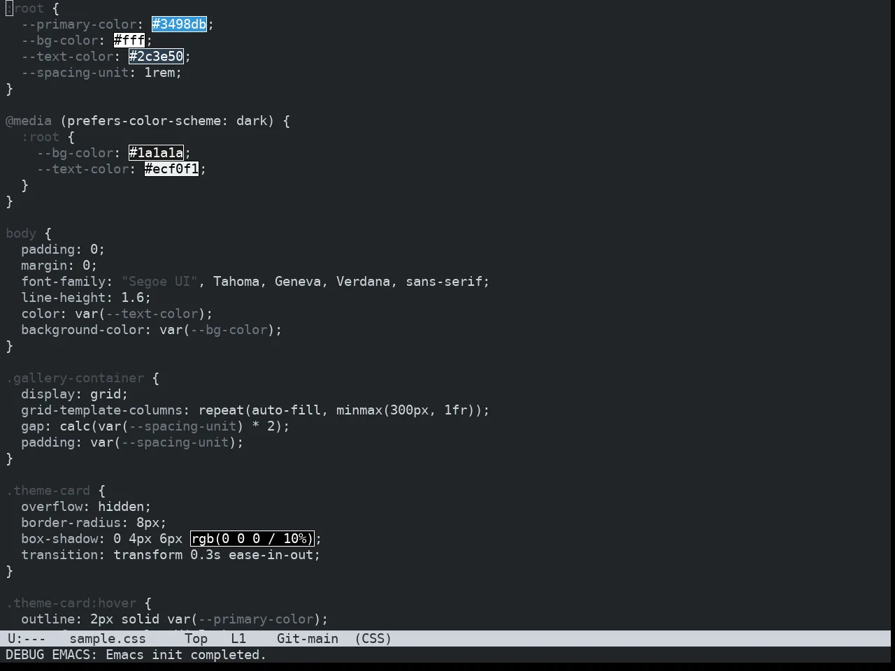 Nibelung Dark Theme in css-mode