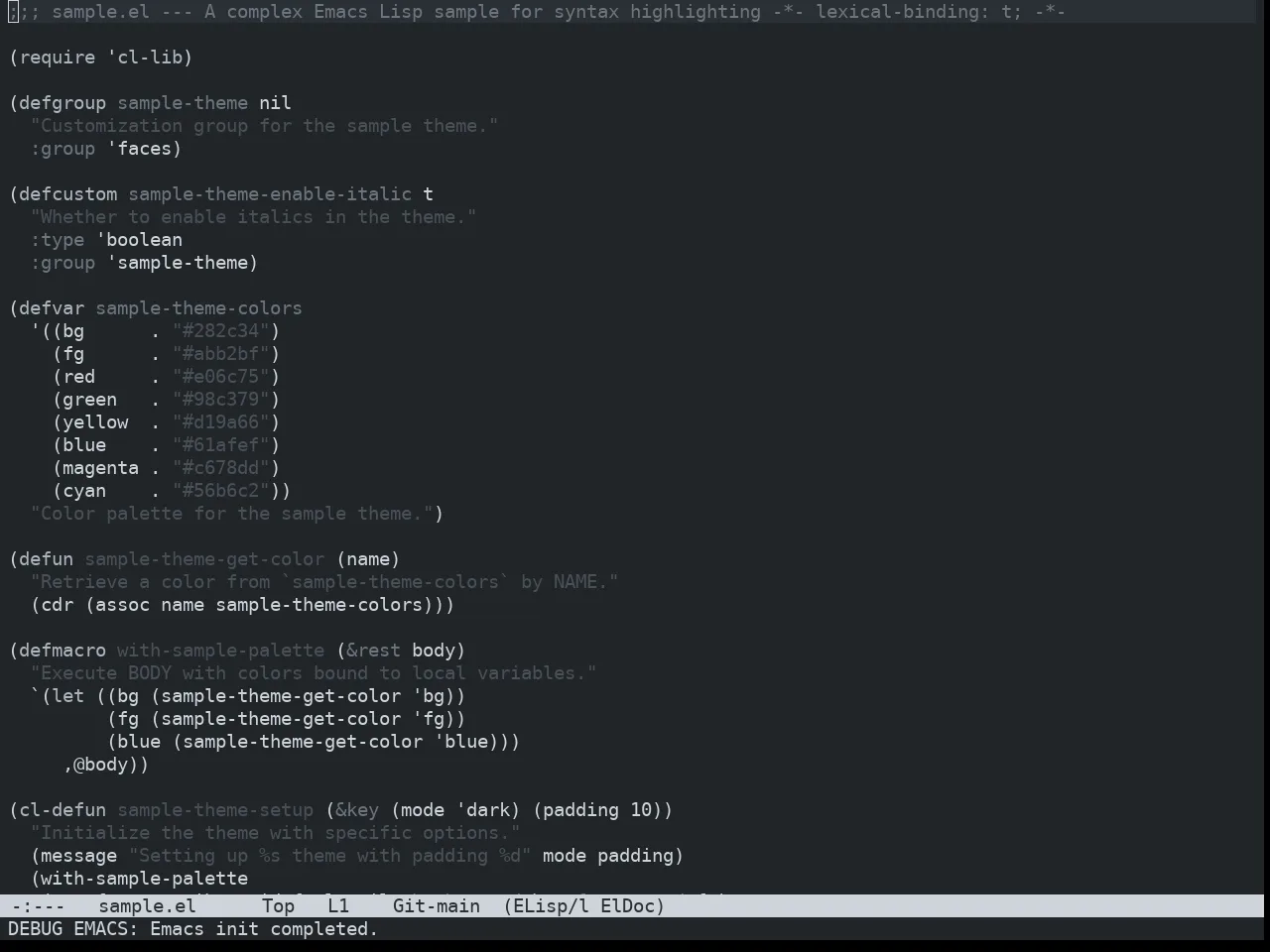 Nibelung Dark Theme in emacs-lisp-mode