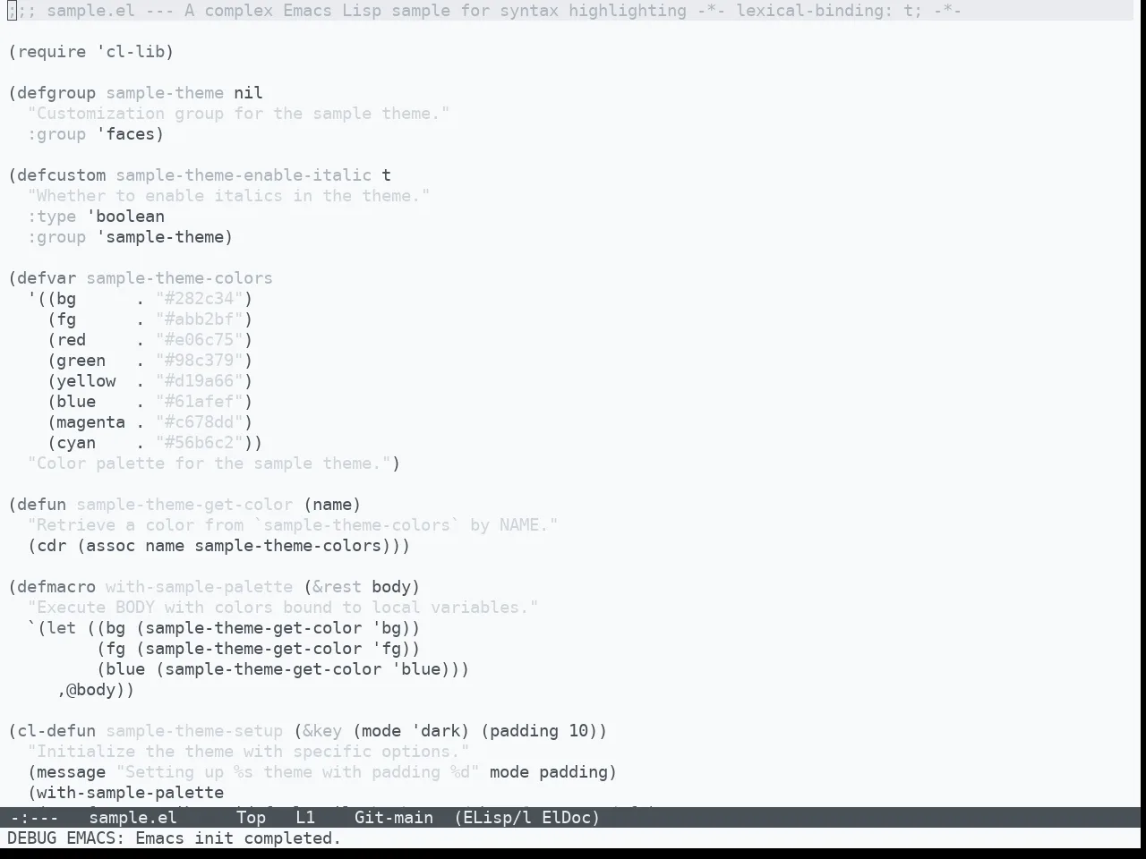 Nibelung Theme in emacs-lisp-mode