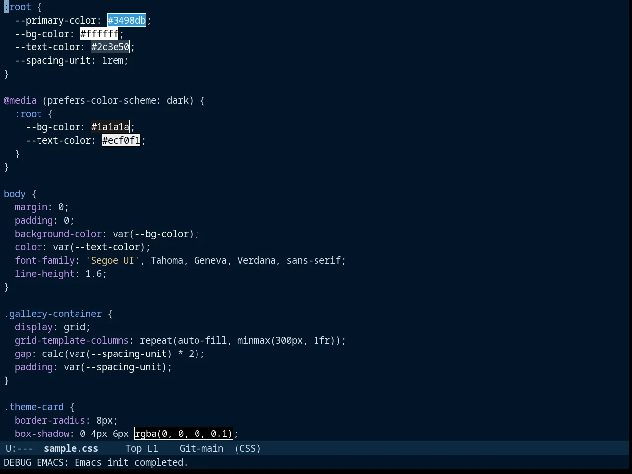 Night Owl Theme in css-mode