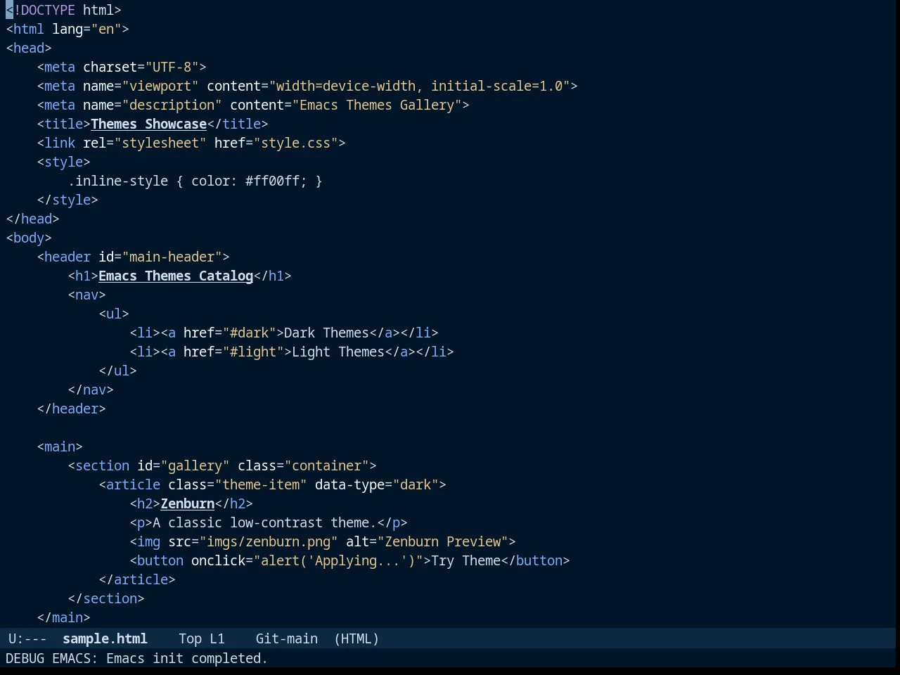 Night Owl Theme in html-mode
