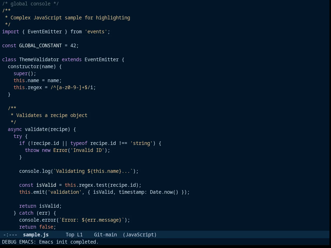 Night Owl Theme in javascript-mode