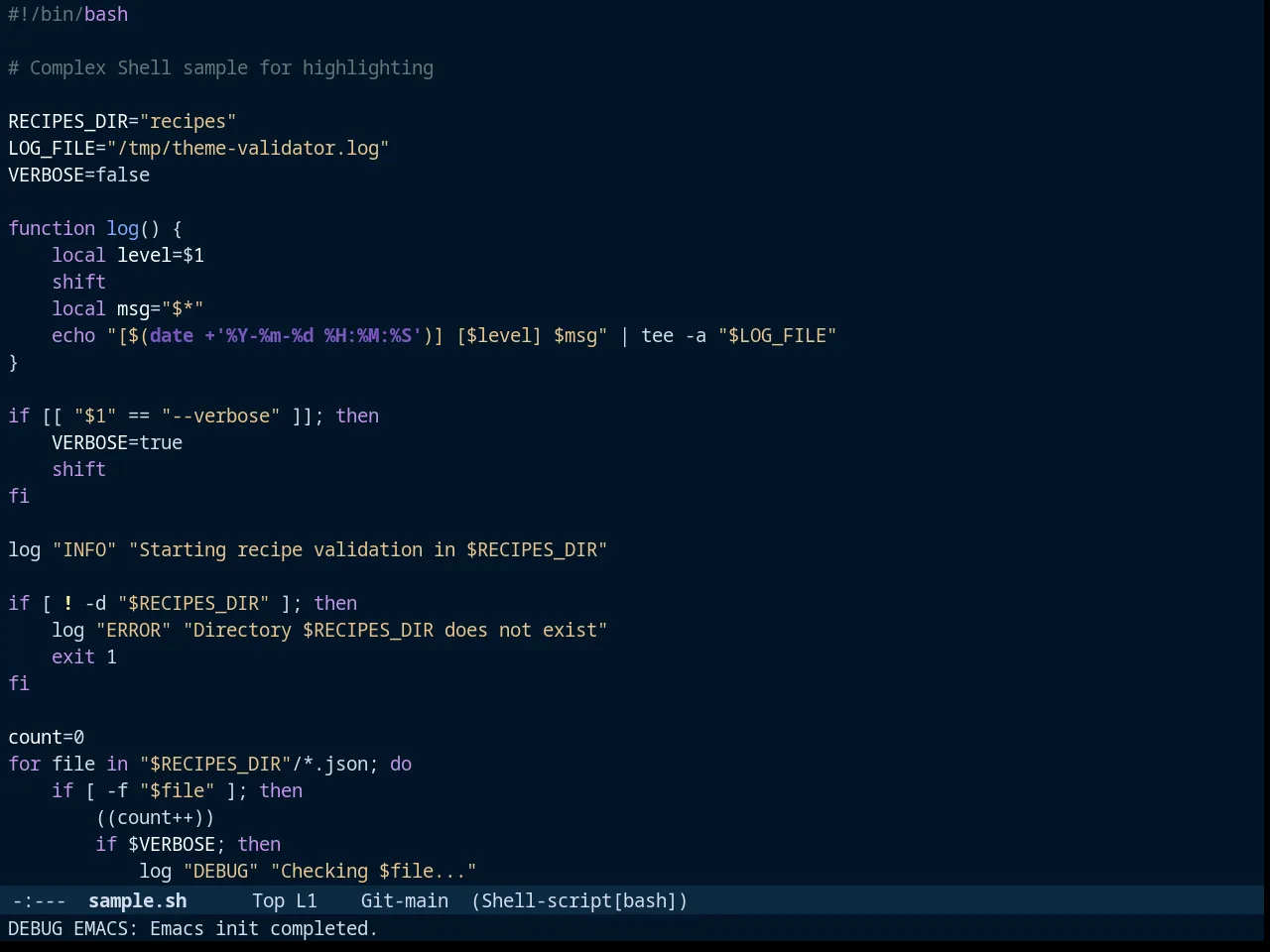 Night Owl Theme in sh-mode