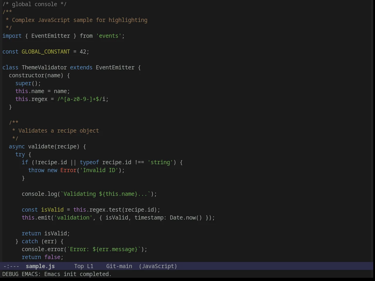 Nimbus Theme in javascript-mode