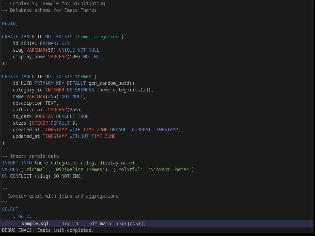 Nimbus Theme in sql-mode