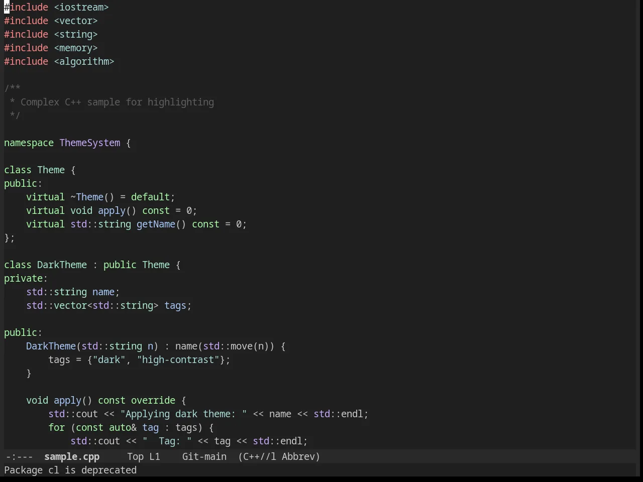 Noctilux Theme in c++-mode
