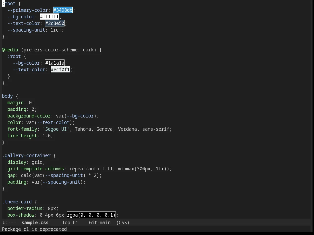Noctilux Theme in css-mode