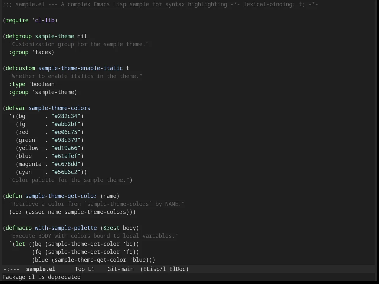 Noctilux Theme in emacs-lisp-mode