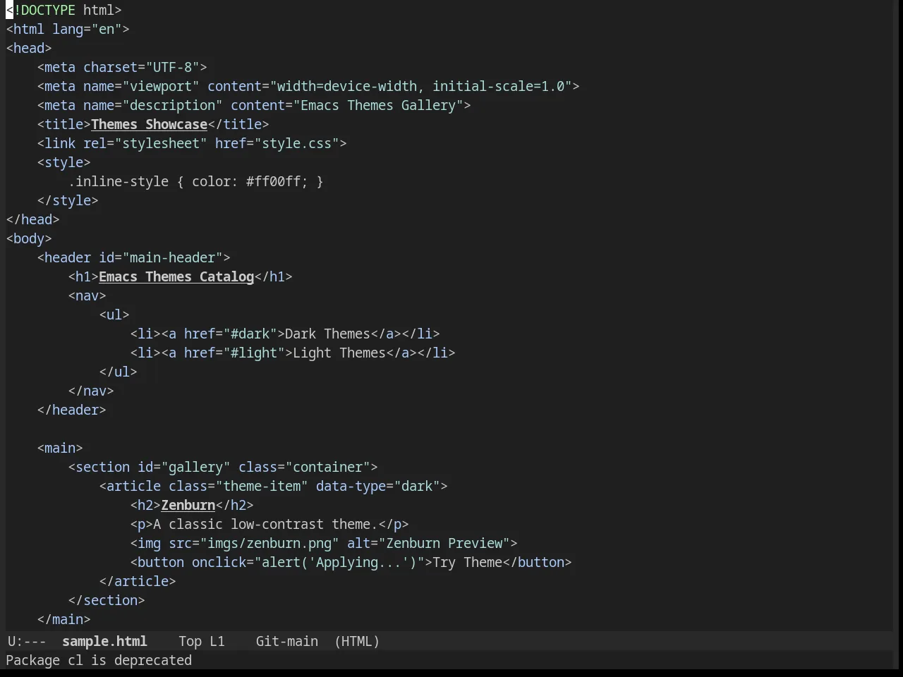 Noctilux Theme in html-mode