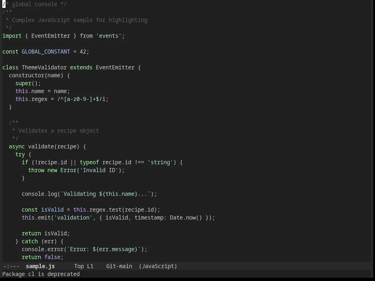 Noctilux Theme in javascript-mode