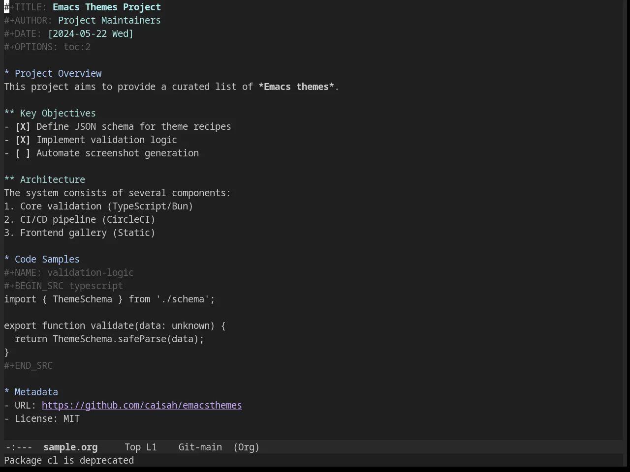 Noctilux Theme in org-mode