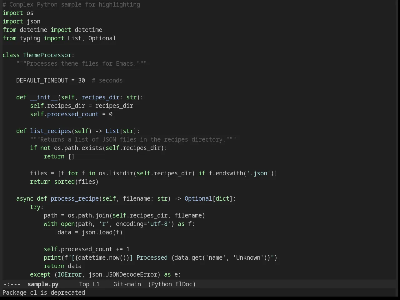 Noctilux Theme in python-mode