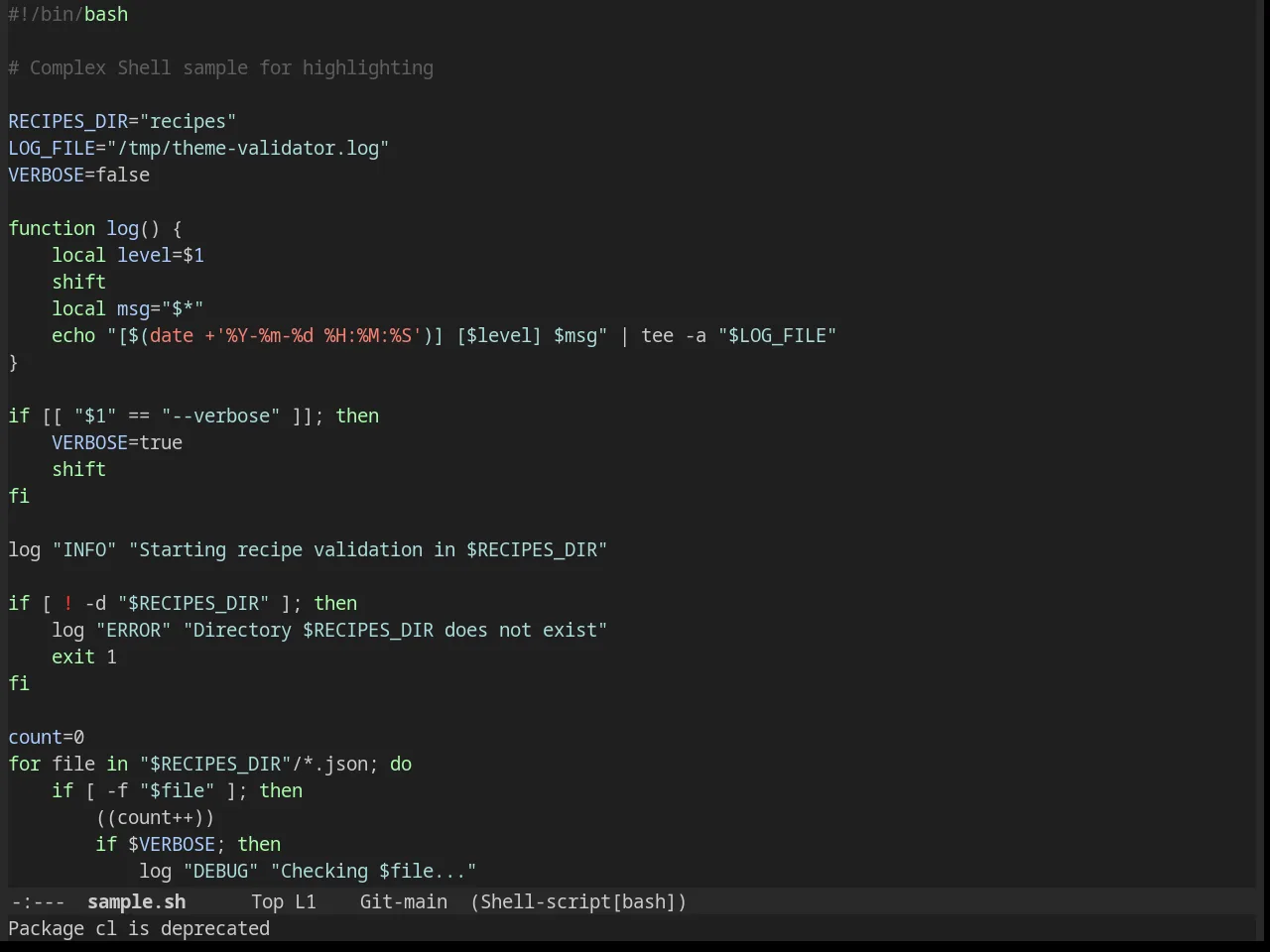 Noctilux Theme in sh-mode