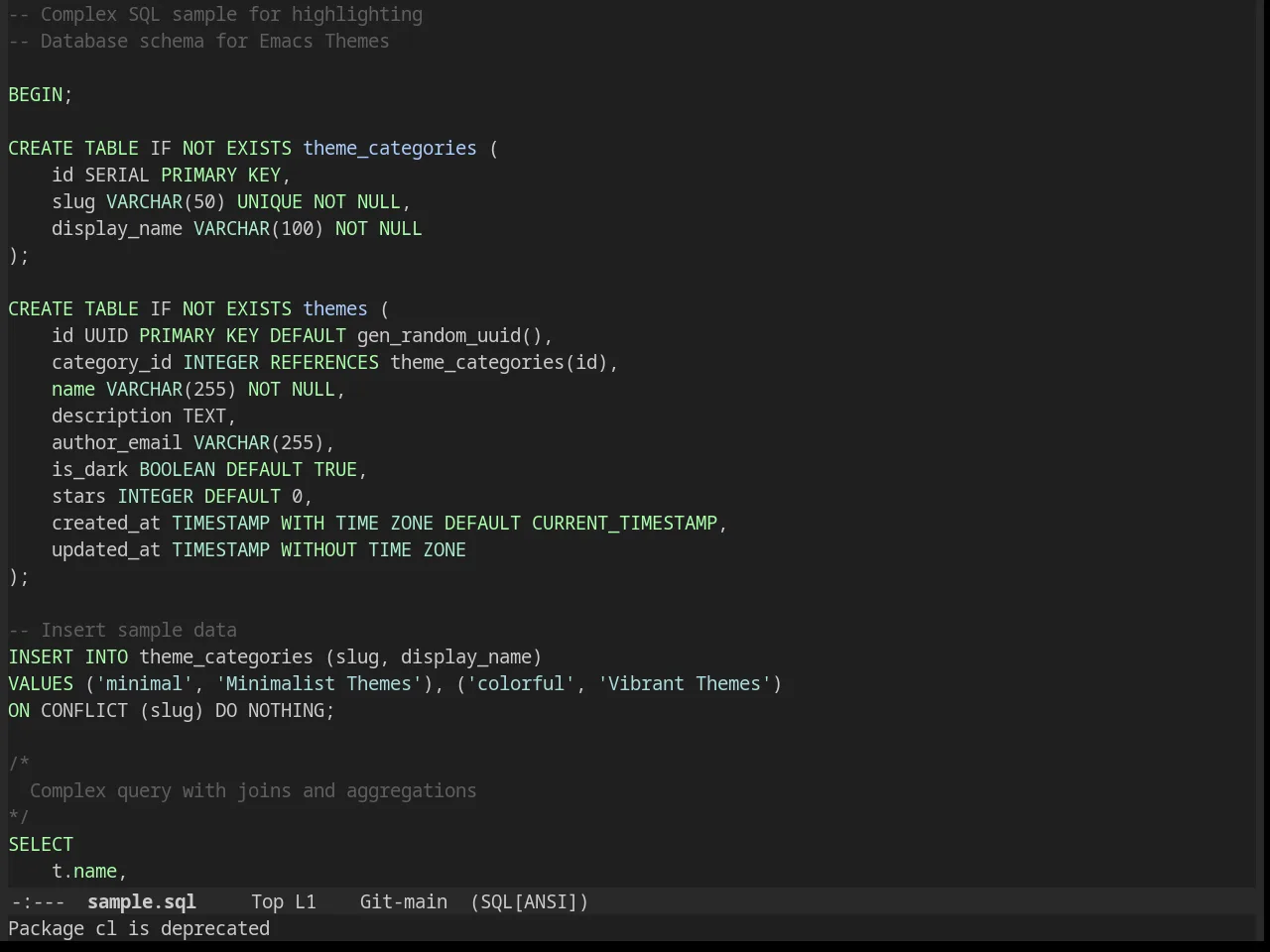 Noctilux Theme in sql-mode