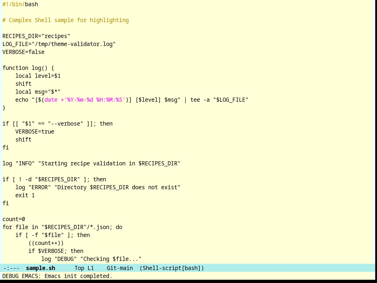 Nofrils Acme Theme in sh-mode