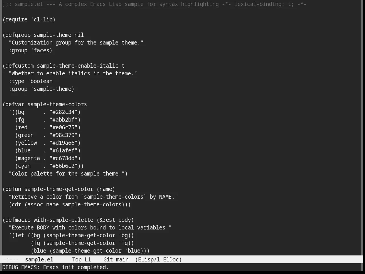 Nofrils Dark Theme in emacs-lisp-mode